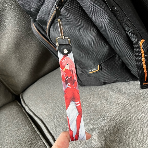 Handmade High Quality Zero Two Anime Wristlet Lanyard Keychain - Picture 3 of 7